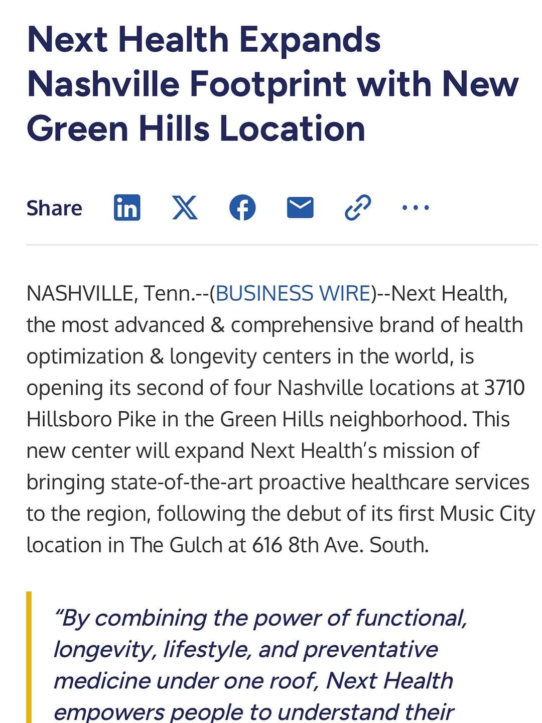 Nashville Biohacking · proactive longevity
